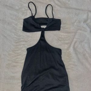 body con ribbed fabric cut out xs black dress.